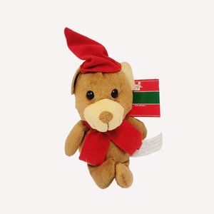 Christmas House Brown Teddy Bear Red Hat and Scarf Plush